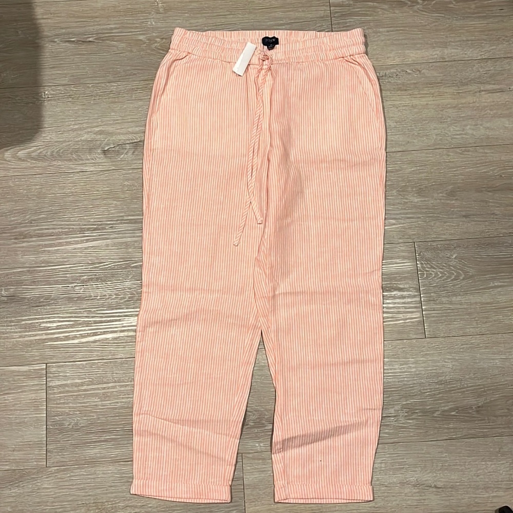 Jcrew linen pink striped linen pants